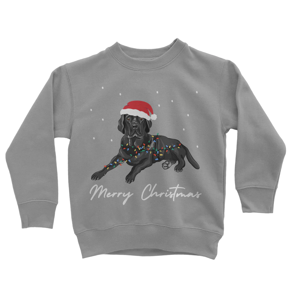 Kids Festive Black Labrador Christmas Sweatshirt | 3 - 13 years