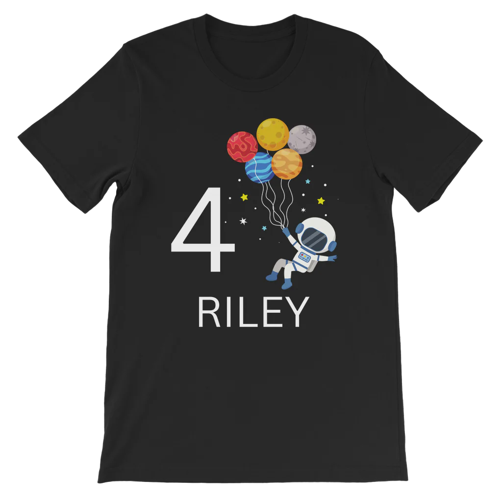 Boys Personalised Birthday Spaceman T-shirt | 3 - 11 years