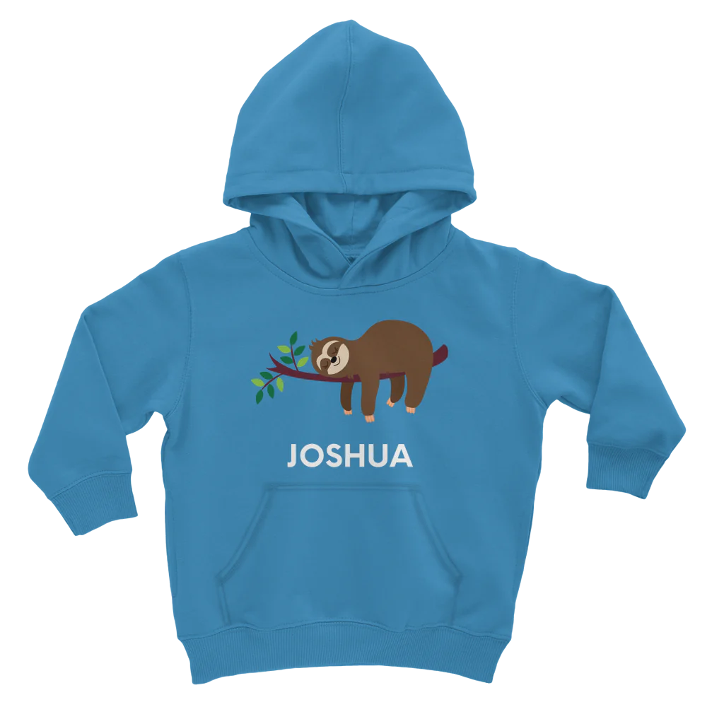 Boys Personalised Sloth Pullover Hoodie | 3 - 13 years