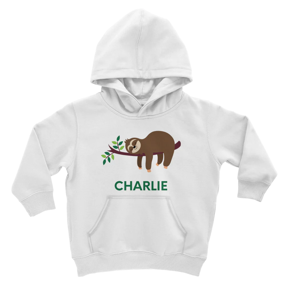 Boys Personalised Sloth Pullover Hoodie | 3 - 13 years