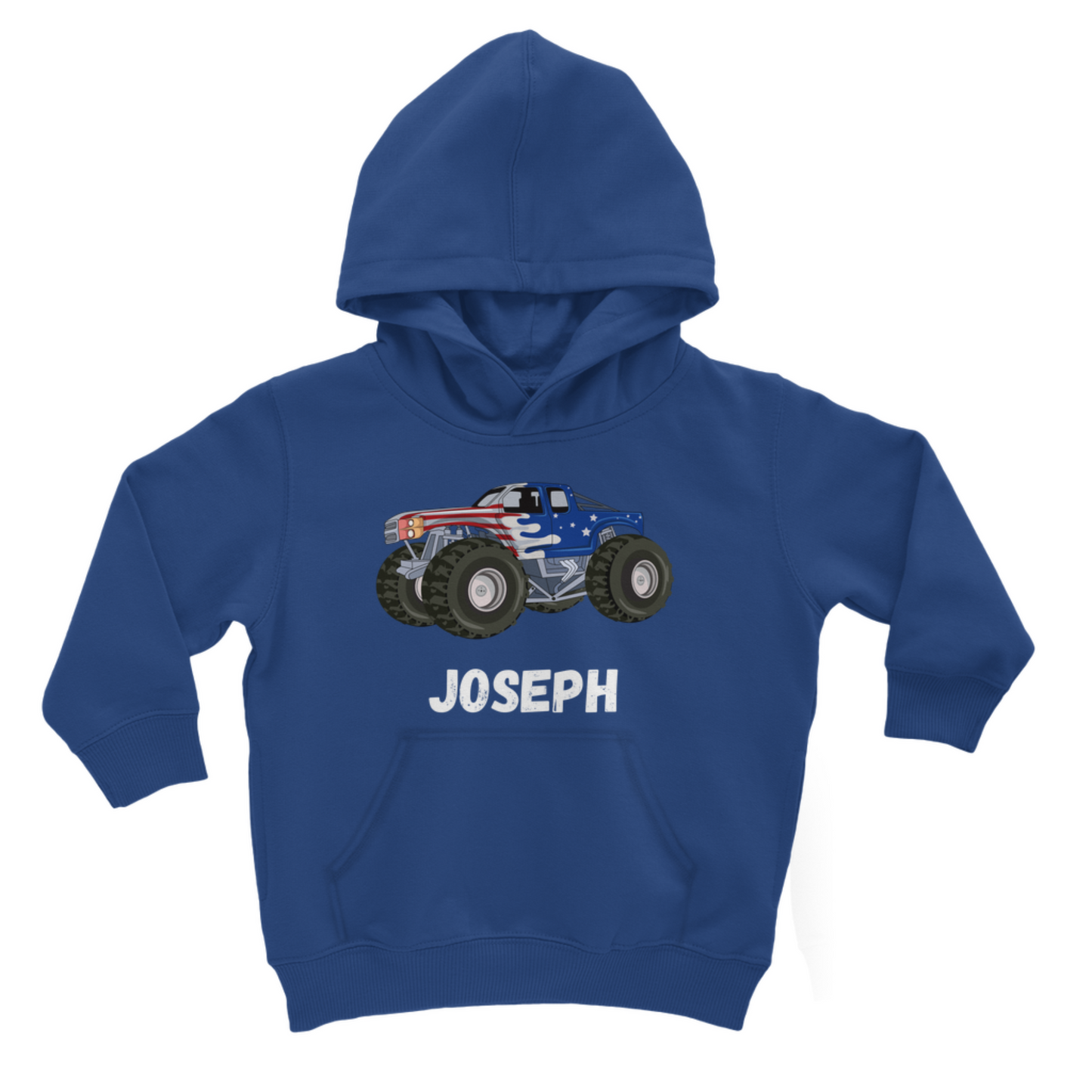 Boys American Flag Wrapped Monster Truck Hoodie | 3 - 13 years