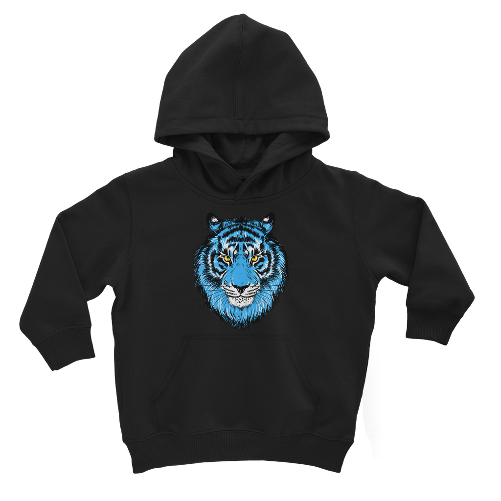 Unisex Kids Blue Tiger Head Pullover Hoodie  | 3 - 13 years