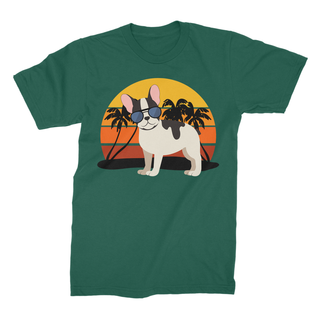 Men's Cool French Bulldog Retro Sunset Premium Cotton T-shirt | S - 4 XL