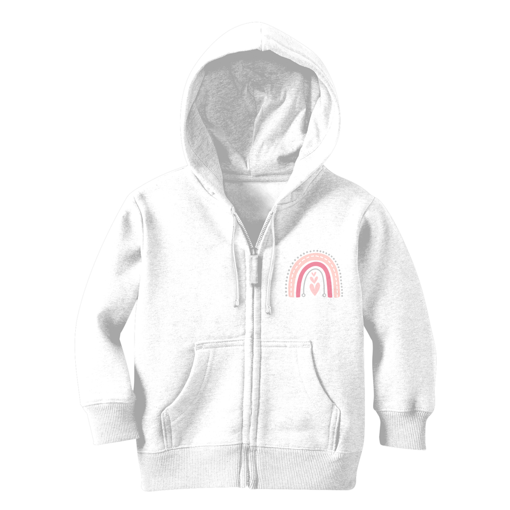 Kids/Girls Boho Rainbow White Zip Hoodie