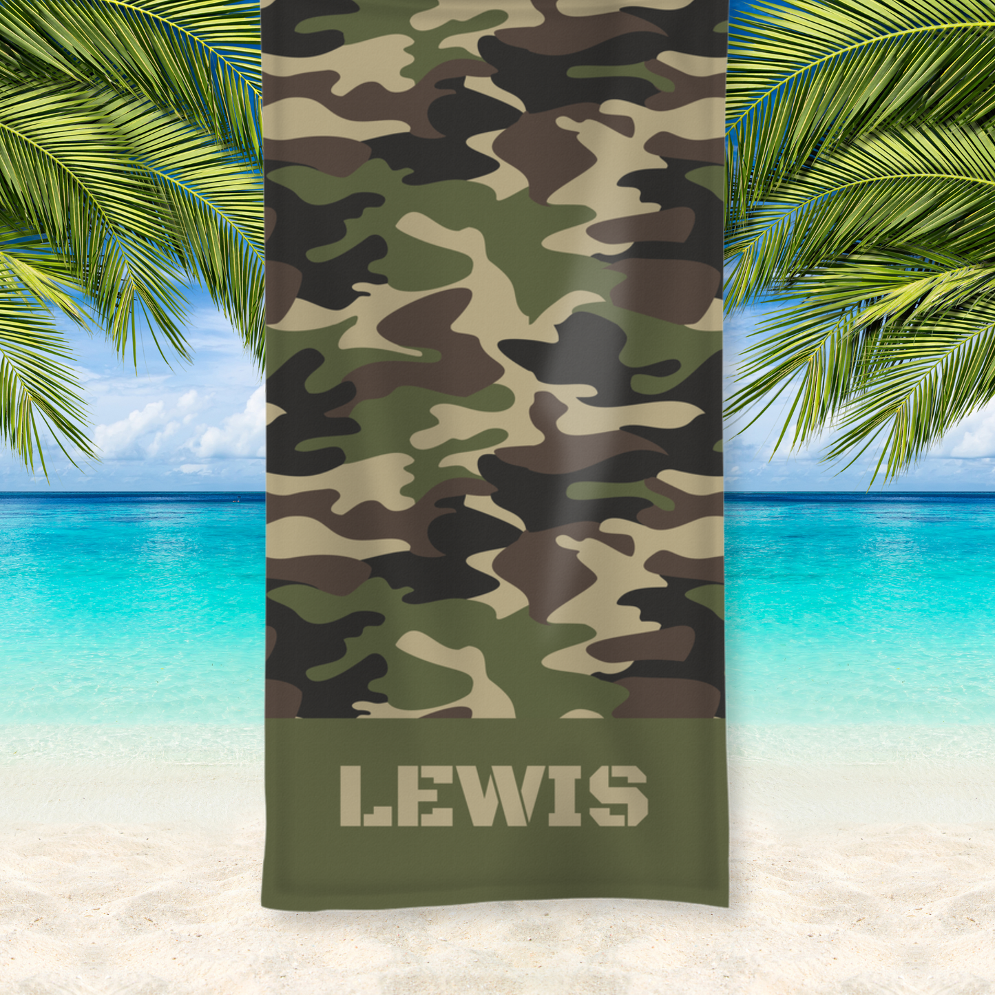 Extra Large Personalised Camouflage Beach Towel