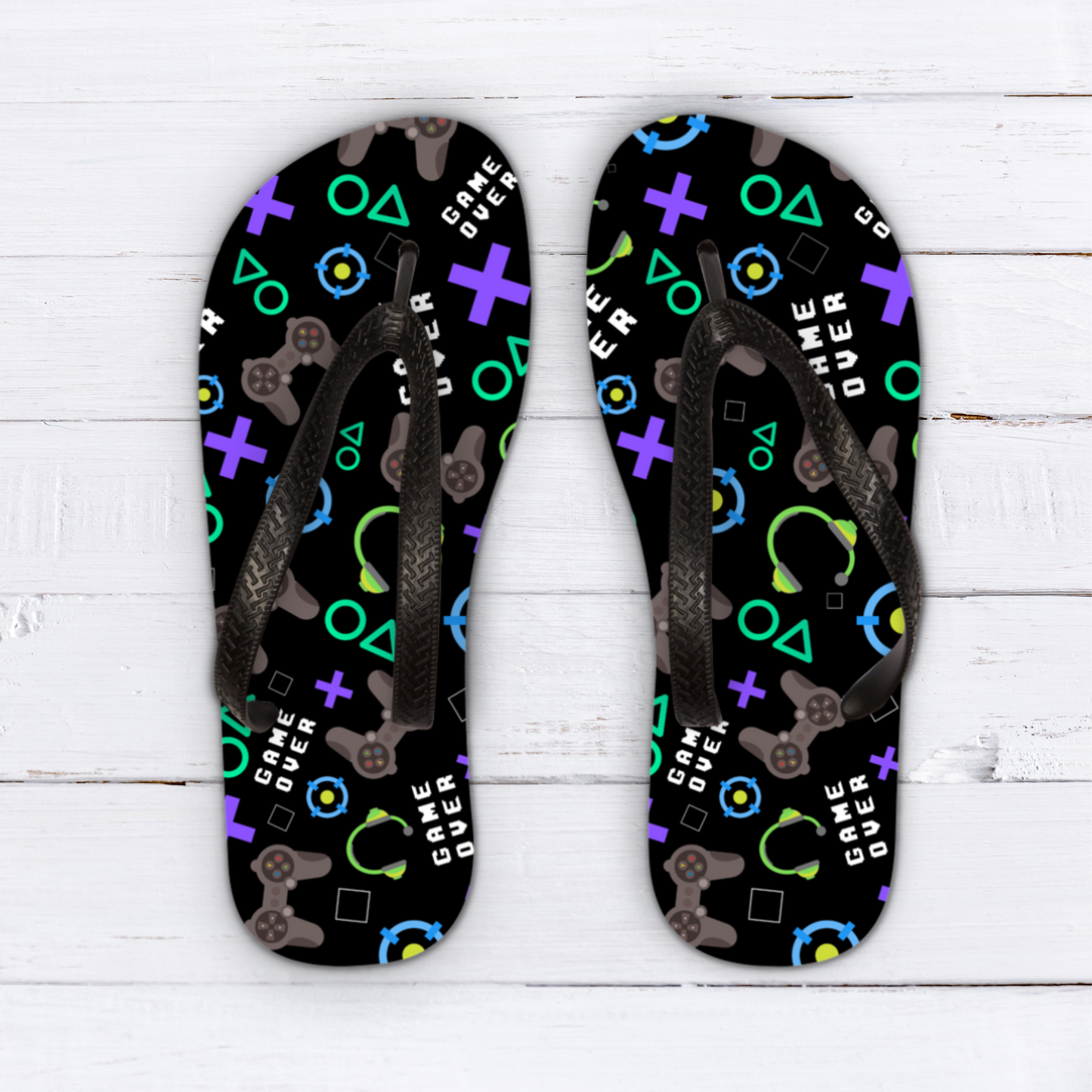 Kids Gaming Pattern Flip Flops