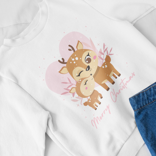 Mum & Baby Reindeer - Girls Christmas Sweatshirt