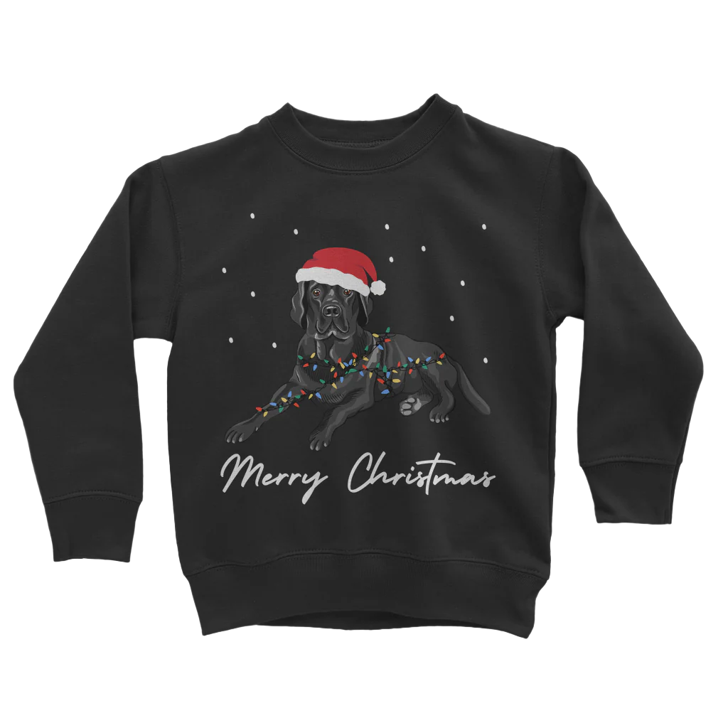 Kids Festive Black Labrador Christmas Sweatshirt | 3 - 13 years