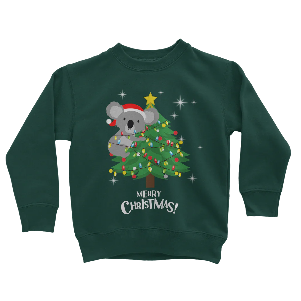 Kids Koala Climbing Christmas Tree Jumper