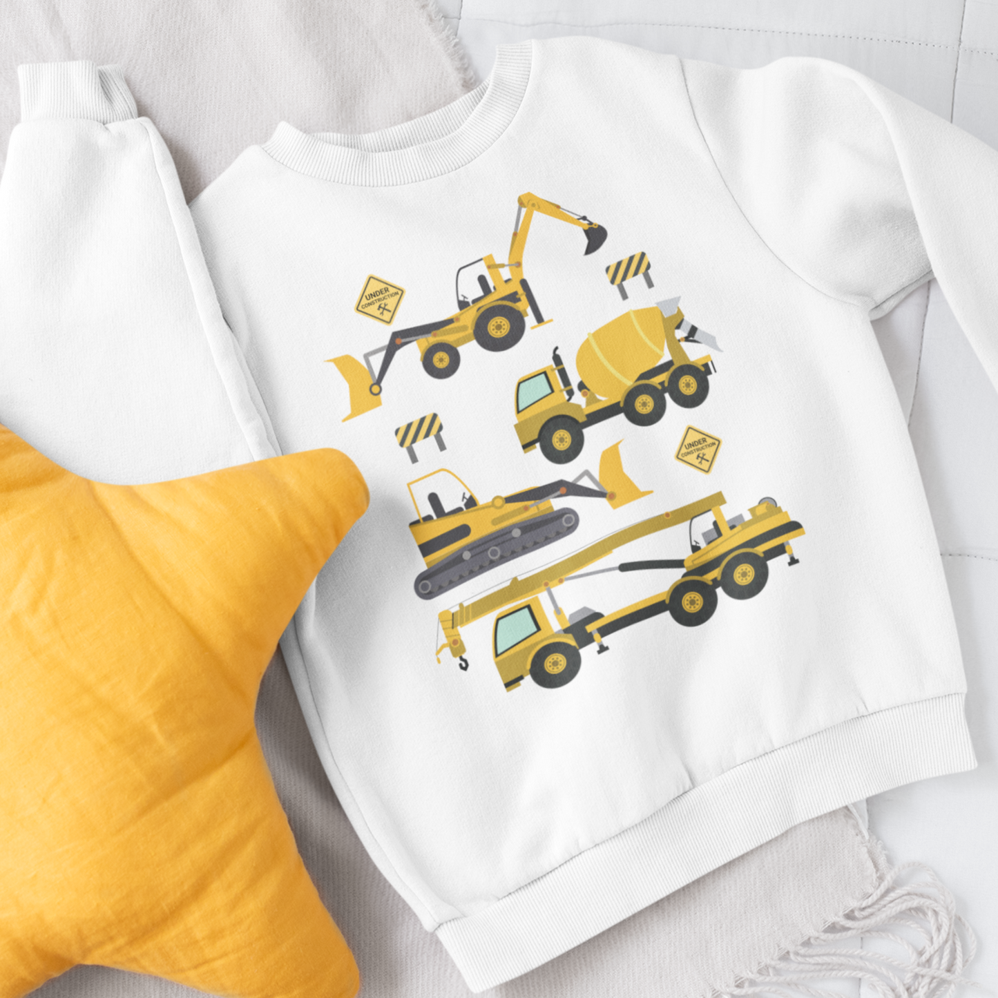 Kids Construction Vehicles Sweatshirt | 3 - 11 years