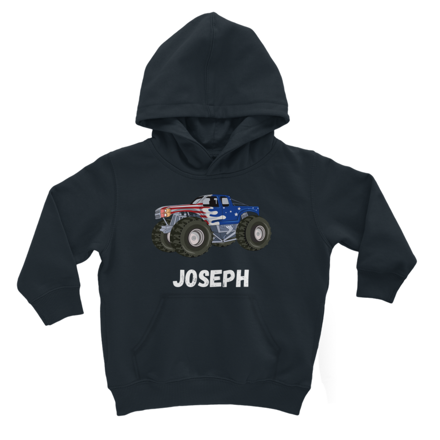 Boys American Flag Wrapped Monster Truck Hoodie | 3 - 13 years