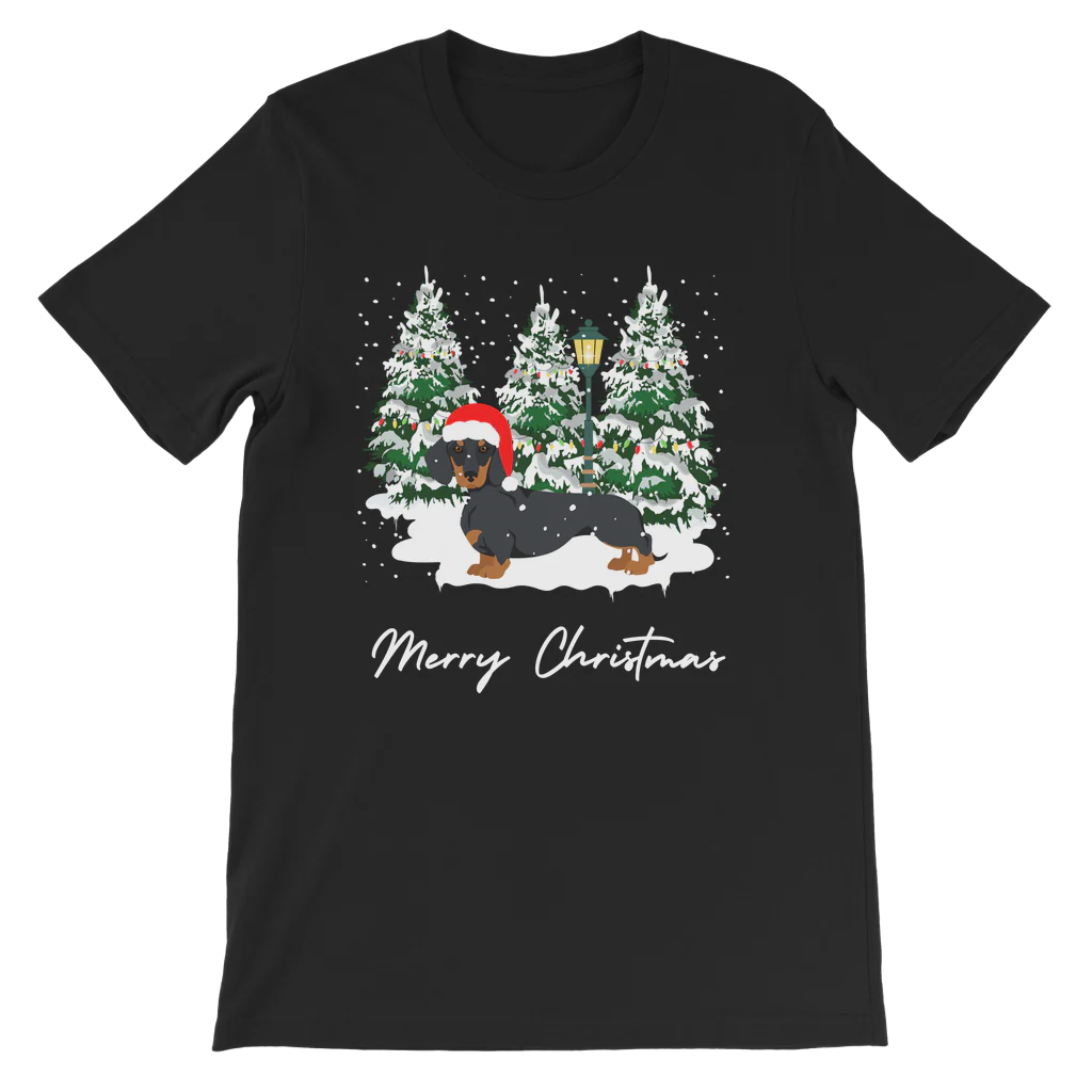 Kids Festive Dachshund Christmas T-shirt | 3 - 13 years