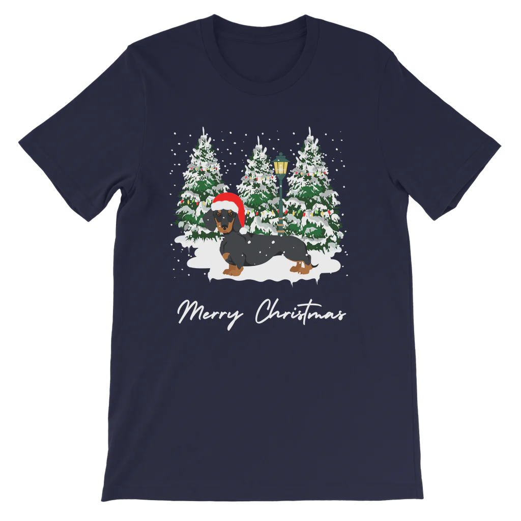 Kids Festive Dachshund Christmas T-shirt | 3 - 13 years