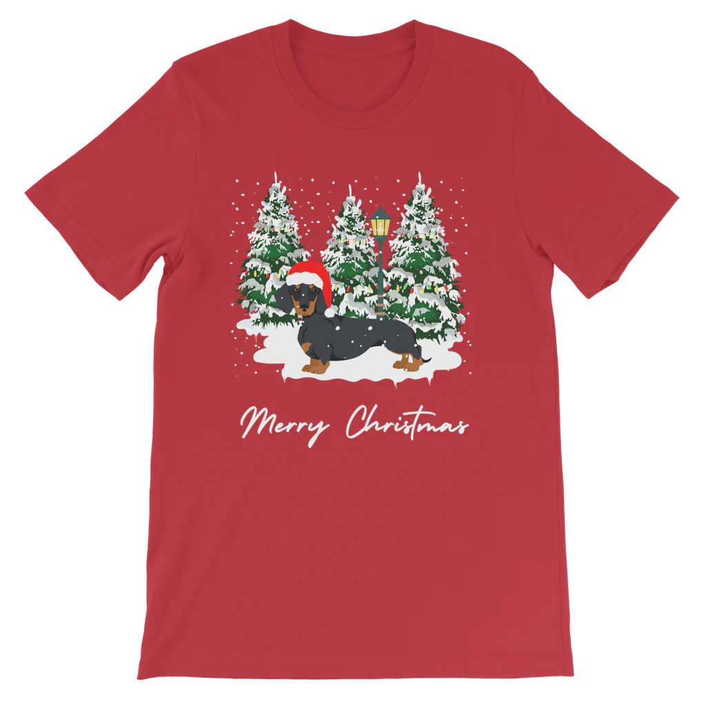 Kids Festive Dachshund Christmas T-shirt | 3 - 13 years