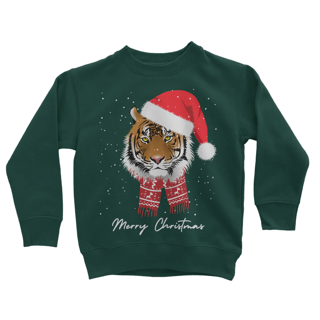 Unisex Kids Festive Tiger Christmas Sweatshirt | 3 - 13 years