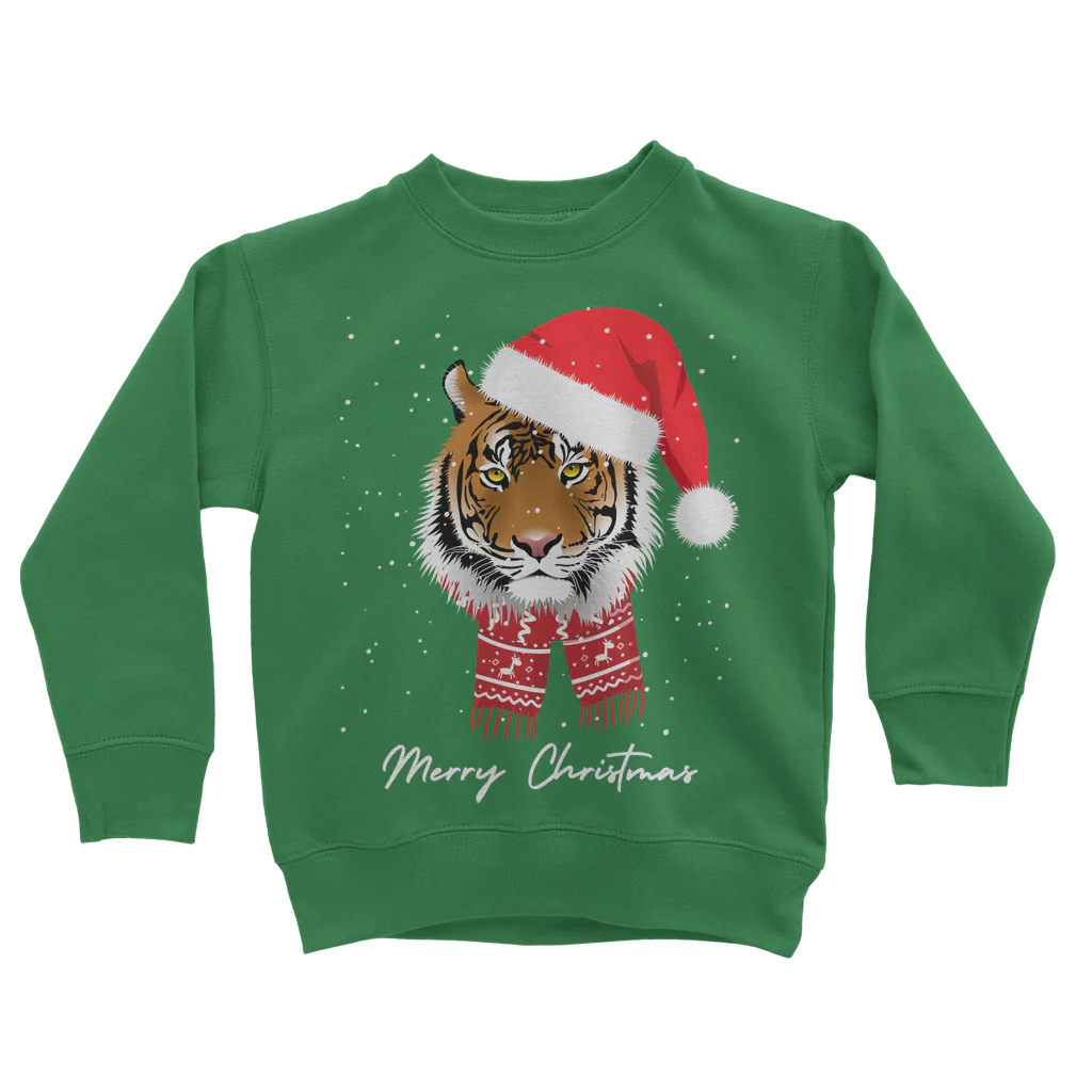 Unisex Kids Festive Tiger Christmas Sweatshirt | 3 - 13 years