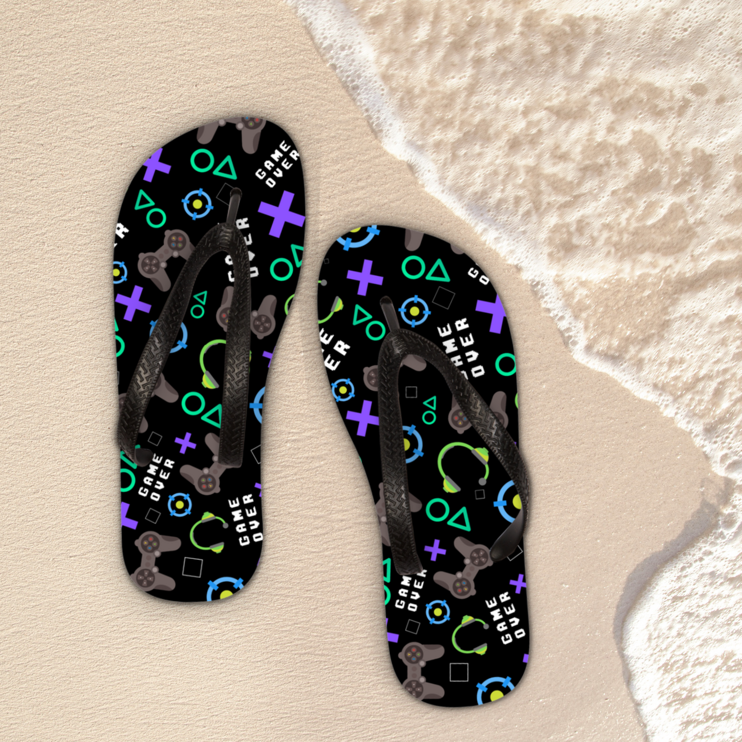 Kids Gaming Pattern Flip Flops