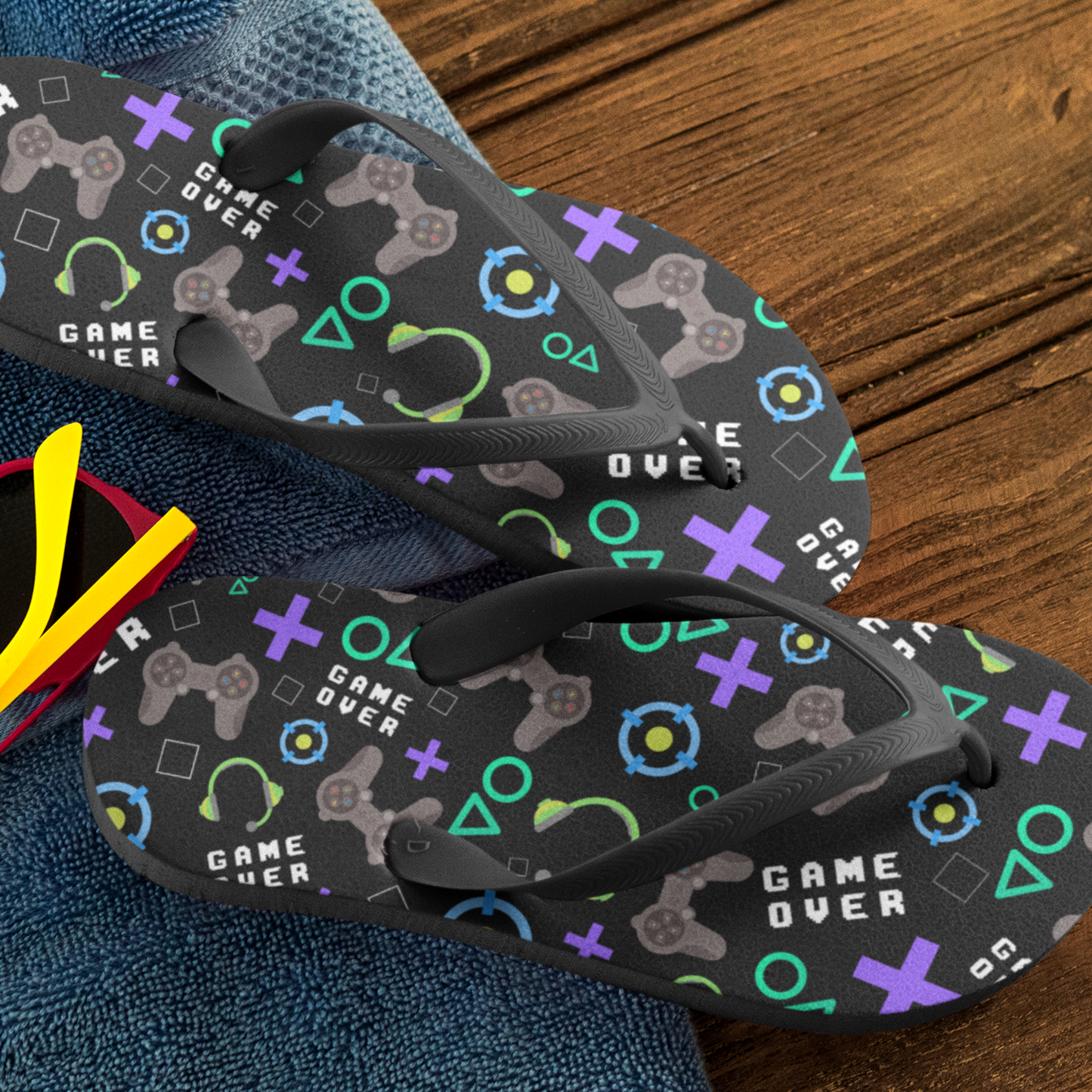 Kids Gaming Pattern Flip Flops