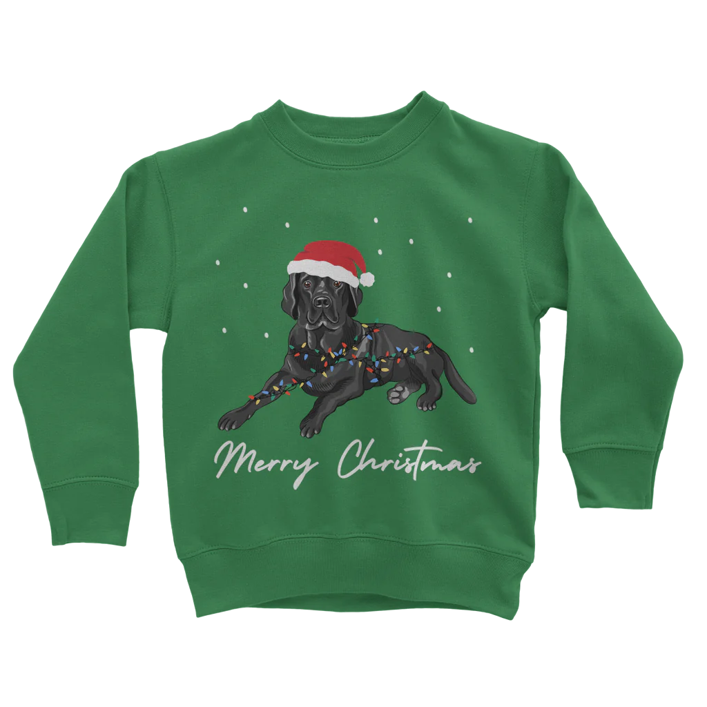 Kids Festive Black Labrador Christmas Sweatshirt | 3 - 13 years