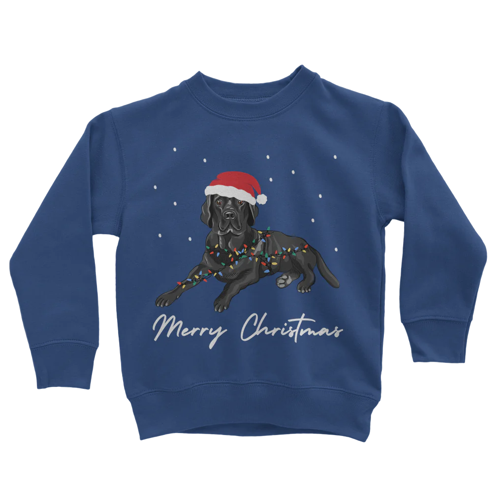 Kids Festive Black Labrador Christmas Sweatshirt | 3 - 13 years