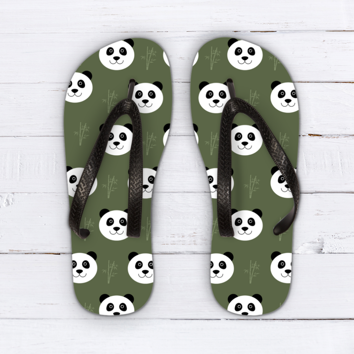 Kids Panda Pattern Flip Flops