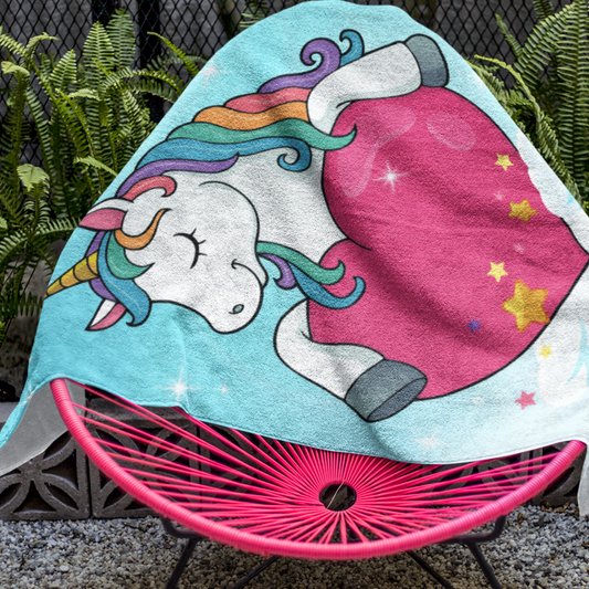 Kids Personalised Unicorn Beach Towel 100 x 190cm