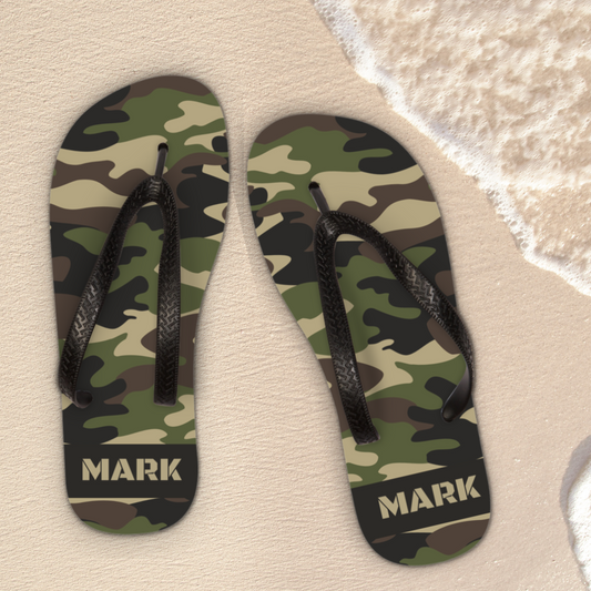 Men's Personalised Camouflage Flip Flops