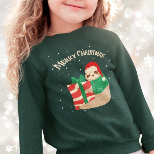 Merry Christmas Sloth - Kids Festive Sweatshirt | Unisex Sizes