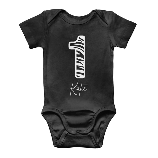 Babies 1st birthday number and name bodysuit