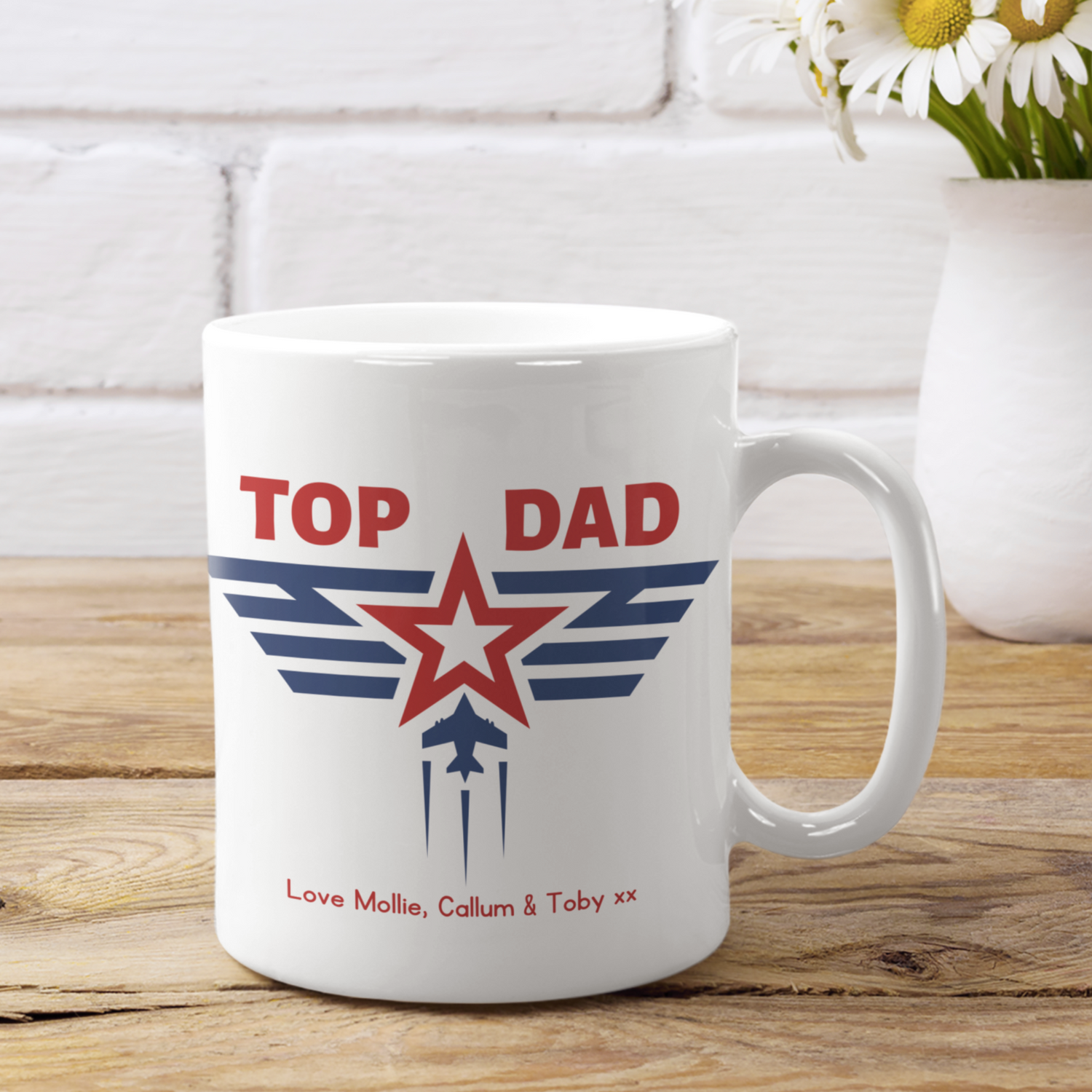 Top Dad, Personalised  mug with Children's names