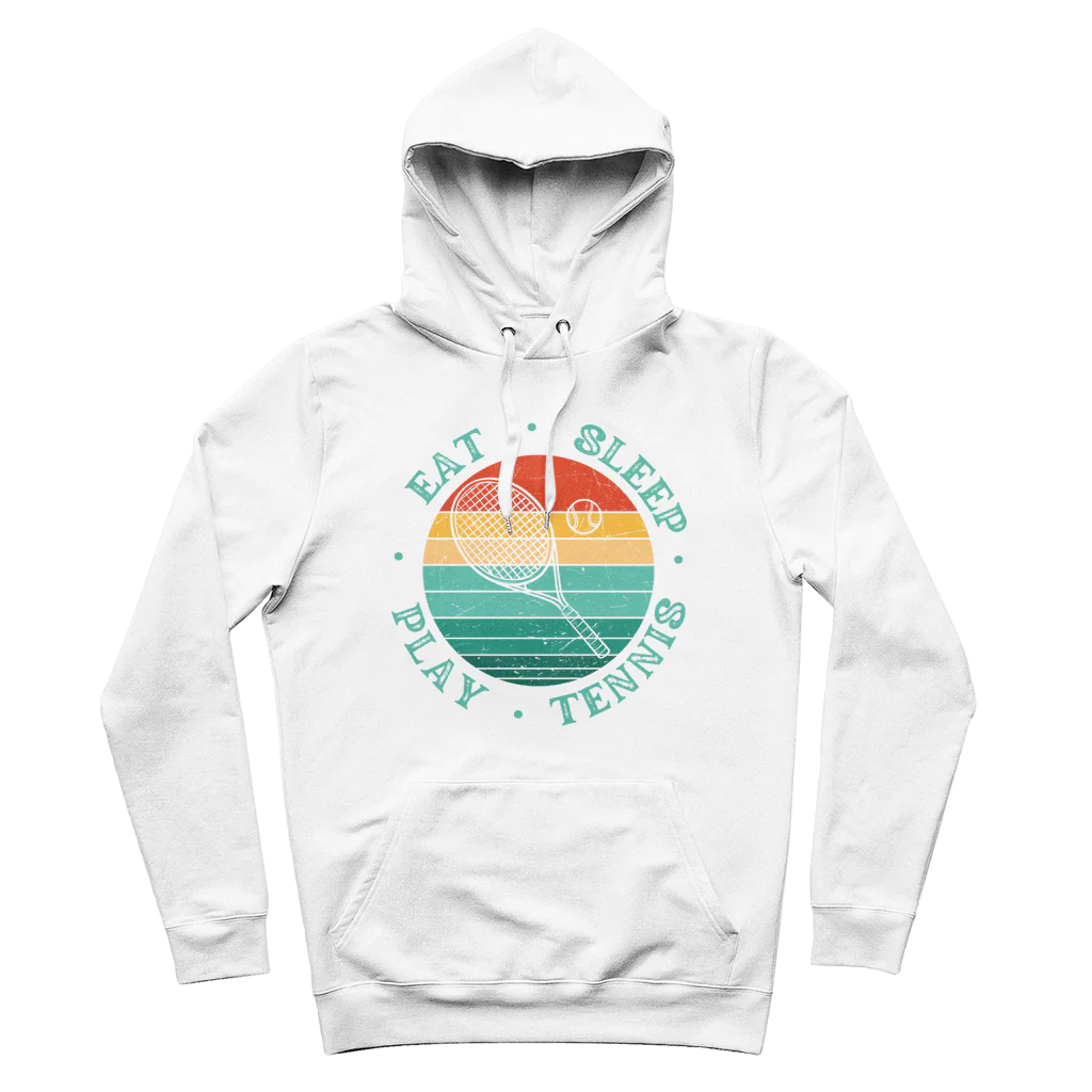 Eat, Sleep, Play, Tennis - Adults Organic Cotton Hoodie | XS - 5XL